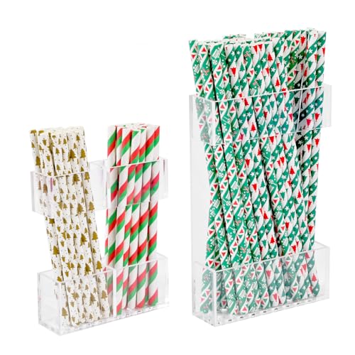 BERBAM Acrylic Straw Holder for Cabinet Doors, 2-Pack Transparent