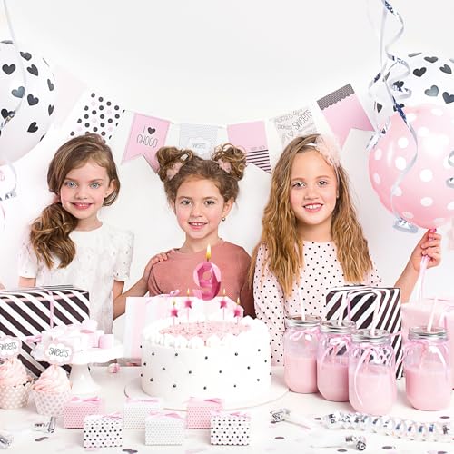 Pink Number 2 Birthday Candle and Star Cake Topper Set 3D Diamond Design