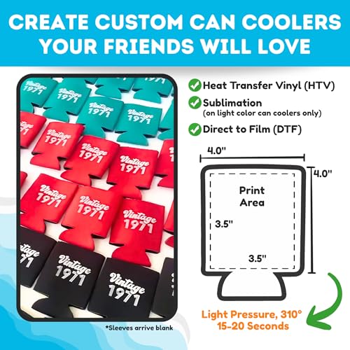 TahoeBay White Can Cooler Sleeves - 12 oz, 12-Pack, Bulk