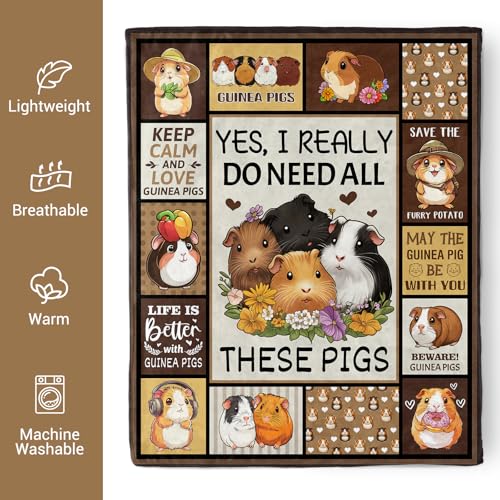 Guinea Pig Throw Blanket - Cute 50x60 Inch Gift for Kids