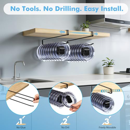 Heavy Duty Iron Tumbler Lid Organizer 2 Pack - Under Cabinet Space Saver for 20-40 oz Lids