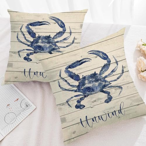 7COLORROOM Coastal Sea Life Throw Pillow Cover - 18x18 Blue Sea Animal