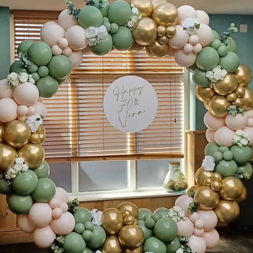 Pink & Green Balloon Garland Kit - 60pcs Sage & Dusty Pink Party Decor