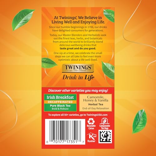 Twinings Decaffeinated English Breakfast Tea Bags, 20 Count (6 Pack)