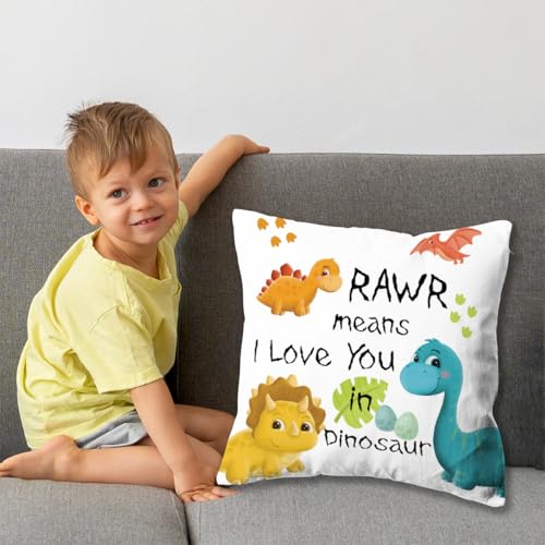 Dinosaur Couple Pillow Cover | 18x18 Flannel Cushion Case