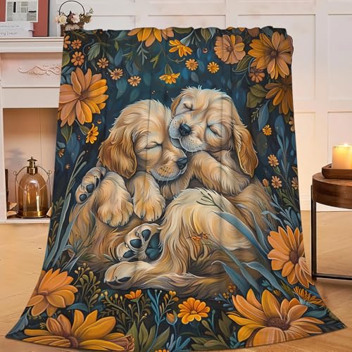 Citari Golden Retriever Fleece Throw Blanket - Soft, Warm Dog Decor Gift for Kids & Adults