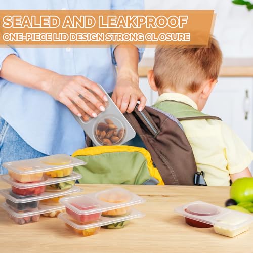 Reusable Snack Containers with Lids - 20Pcs Dual Compartment