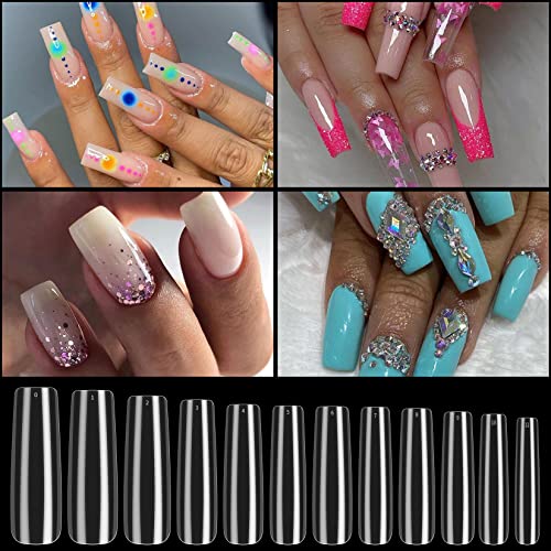 Clear Coffin Nail Tips 240 Pcs Full Cover False Acrylic Nails