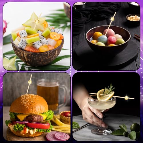 Mabor 100Pcs Gold Disco Ball Cocktail Picks for Appetizers
