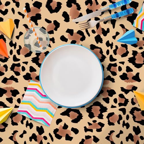 Temicle 3-Pack Leopard Print Plastic Tablecloths - 54 x 108 Inch Disposable