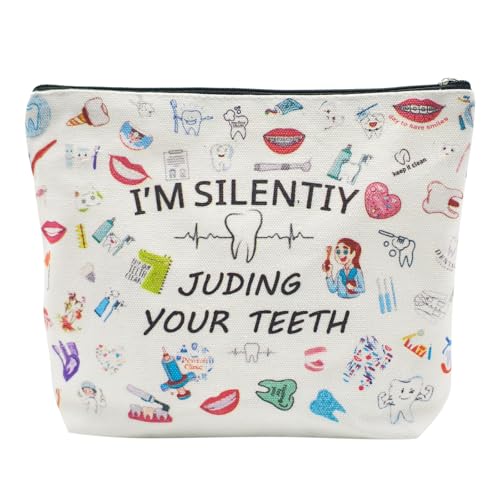 Dentist Makeup Bag Cotton Canvas Dental Hygienist Gift Pouch