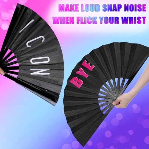 Amyhill Large Folding Hand Fan - 2 Pack, 13 Inch Novelty Design