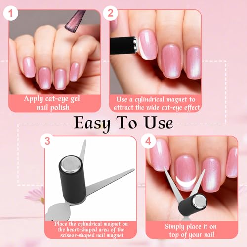 Cat Eye Magnet Tool Set with Double-Ended Scissor Iron Sheets for Gel Polish