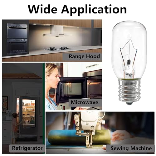 Dimmable E17 Microwave Light Bulb 40W 125V, 6-Pack Warm White