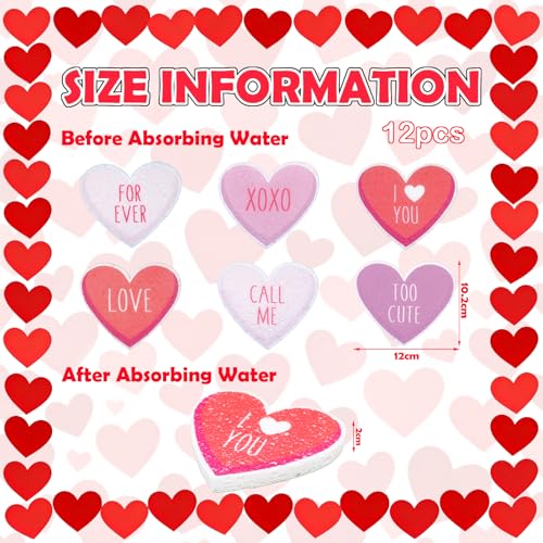 Valentine's Heart-Shaped Kitchen Sponges - Non-Scratch Dishwashing Scrub Set, 12 Pack