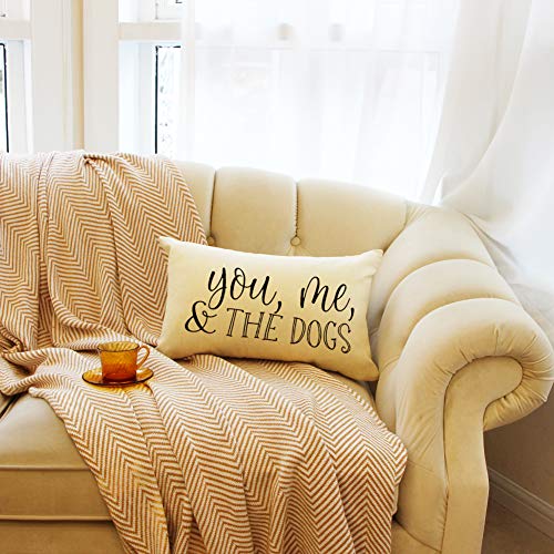 You Me and The Dogs Quote Farmhouse Lumbar Pillow Cover 12x20