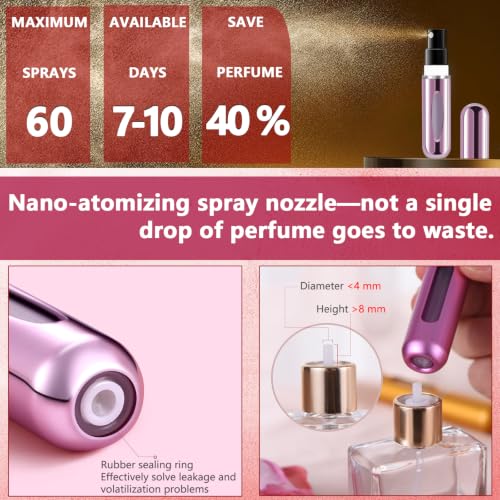 opasyo Refillable Perfume Atomizer Leak-Proof 5ml 4 Pack Travel Spray