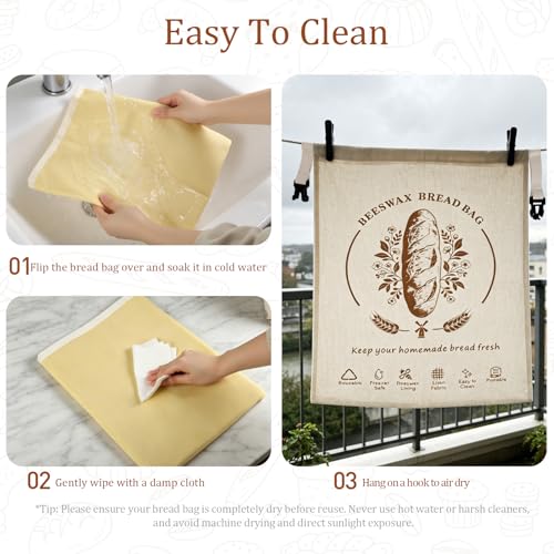 Odujzem Beeswax Bread Bags - 2 Pack XL Reusable for Sourdough