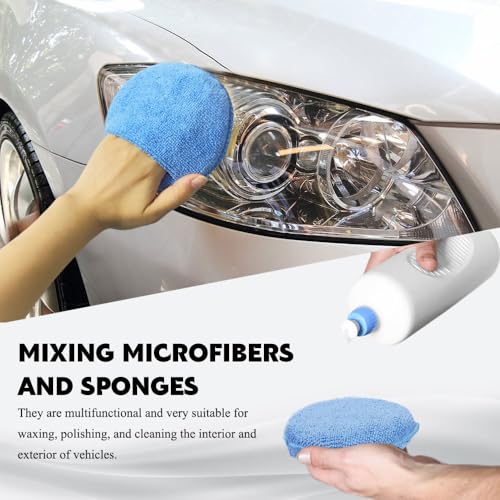 Blue 10-Pack 5-Inch Microfiber Car Wax Applicator Pads for Polishing & Cleaning