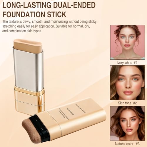 Dual-Ended Concealer Foundation Stick 3-in-1 Makeup Stick #03 Pinkish Beige 2PCS