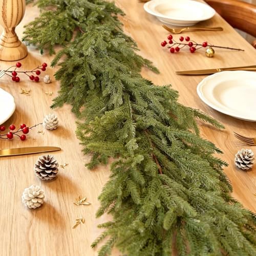 Bellacat 6ft Real Touch Norfolk Pine Garland with Soft Clear Texture Leaves - Green, 2 Pack