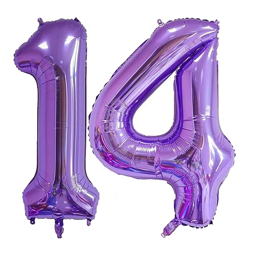 40 Inch Purple Number 14 Foil Balloon for Birthday & Party Decor