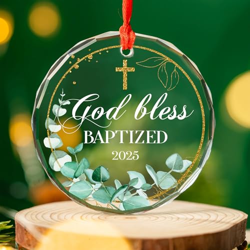 Brevnex God Bless Baptized 2025 Ornament Cross Christening Gift