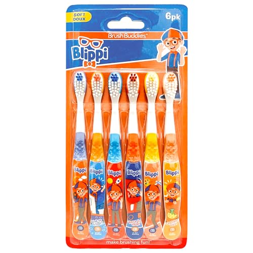 Brush Buddies Blippi Kids Toothbrush Set 6-Pack Soft Bristles for Toddlers