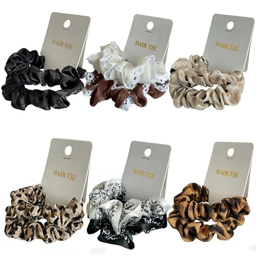 Mebloblo Hair Scrunchies Set - 12 Pack Silk and Satin Ponytail Holders