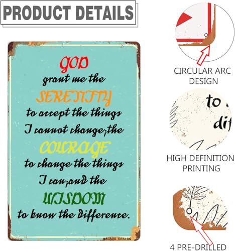 God Grant Me The Serenity Tin Sign Vintage Signs Christian Prayer