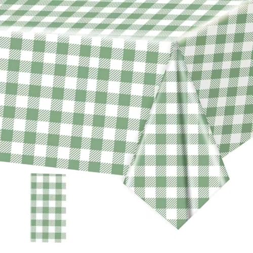 Green Gingham Tablecloth - 54x108 Inch Disposable Party Cover