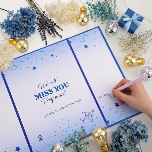 Thboxes Farewell Guest Book Alternative - Miss You Blue Signature Board