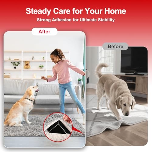 12Pcs Rug Grippers Set - Non-Slip Carpet Tape & Corner Pads for Hardwood & Tile Floors
