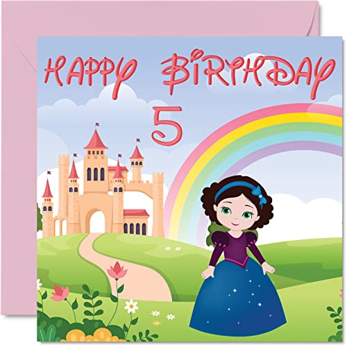 Princess Castle Birthday Card for 5 Year Old Girl - Stuff4