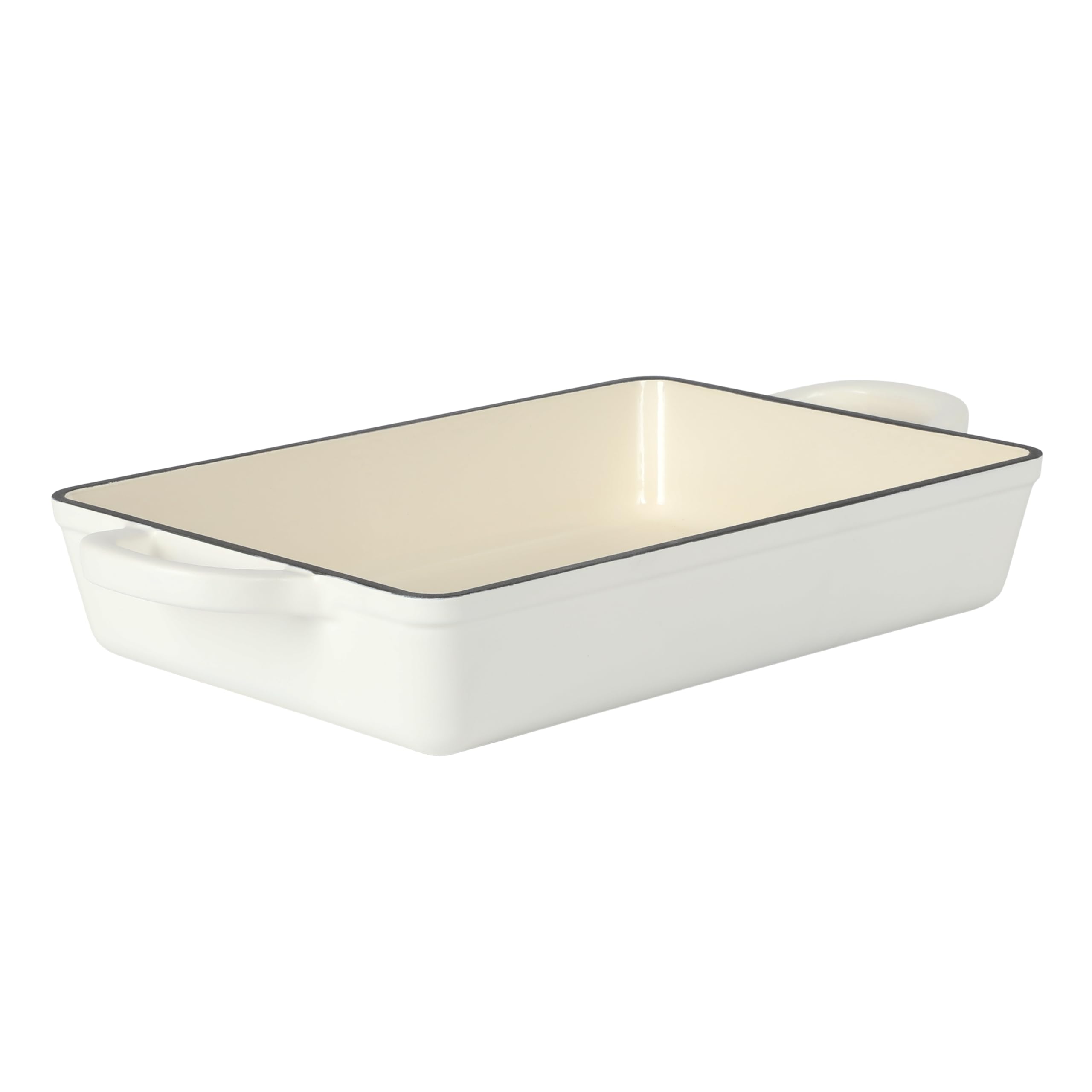 Crock-Pot Artisan 13" Enameled Cast Iron Lasagna Pan – Matte Linen White, Durable Oven Safe Bakeware