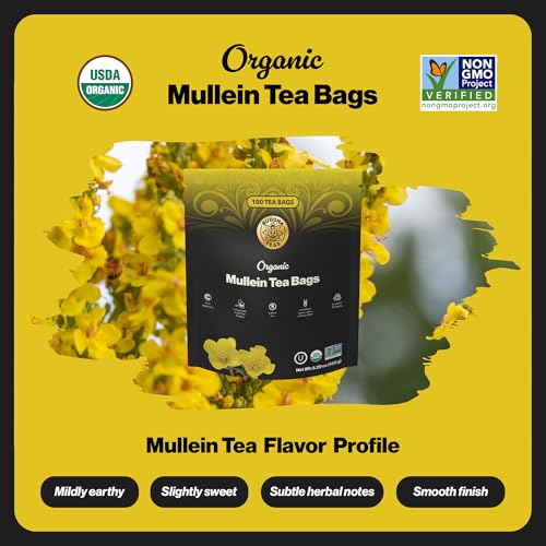 Buddha Teas Organic Mullein Leaf Tea - 100 Caffeine-Free Bags