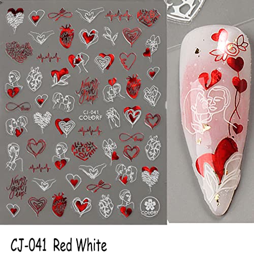 KASUWA Valentine's Day 3D Self-Adhesive Nail Art Stickers Decals