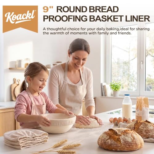Koackl 10-Inch Cotton Banneton Bread Proofing Liners - 3-Pack Set