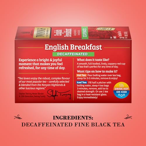 Twinings English Breakfast Decaffeinated Black Tea, 50 Individually Wrapped Bags