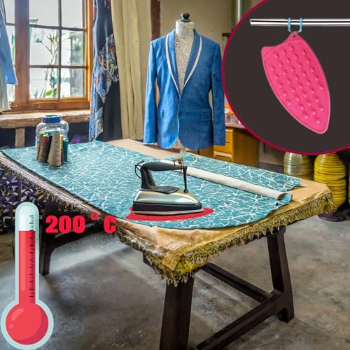 Heat Resistant Silicone Iron Rest Mat - 2 Pack, Non-Slip Surface, Red