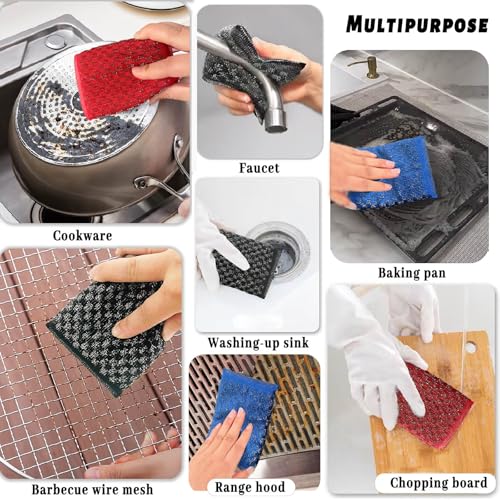 EdgeVue Heavy-Duty Steel Wool Scrubber Sponge - Non-Scratch Kitchen Pad, Black