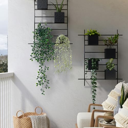 Freyalife Artificial Mandala Vine Hanging Plant, 24-Inch Potted Faux Greenery