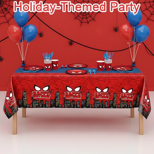 iCrius Spider City Disposable Plastic Tablecloths 3pcs 54x108 Inch for Birthday Party