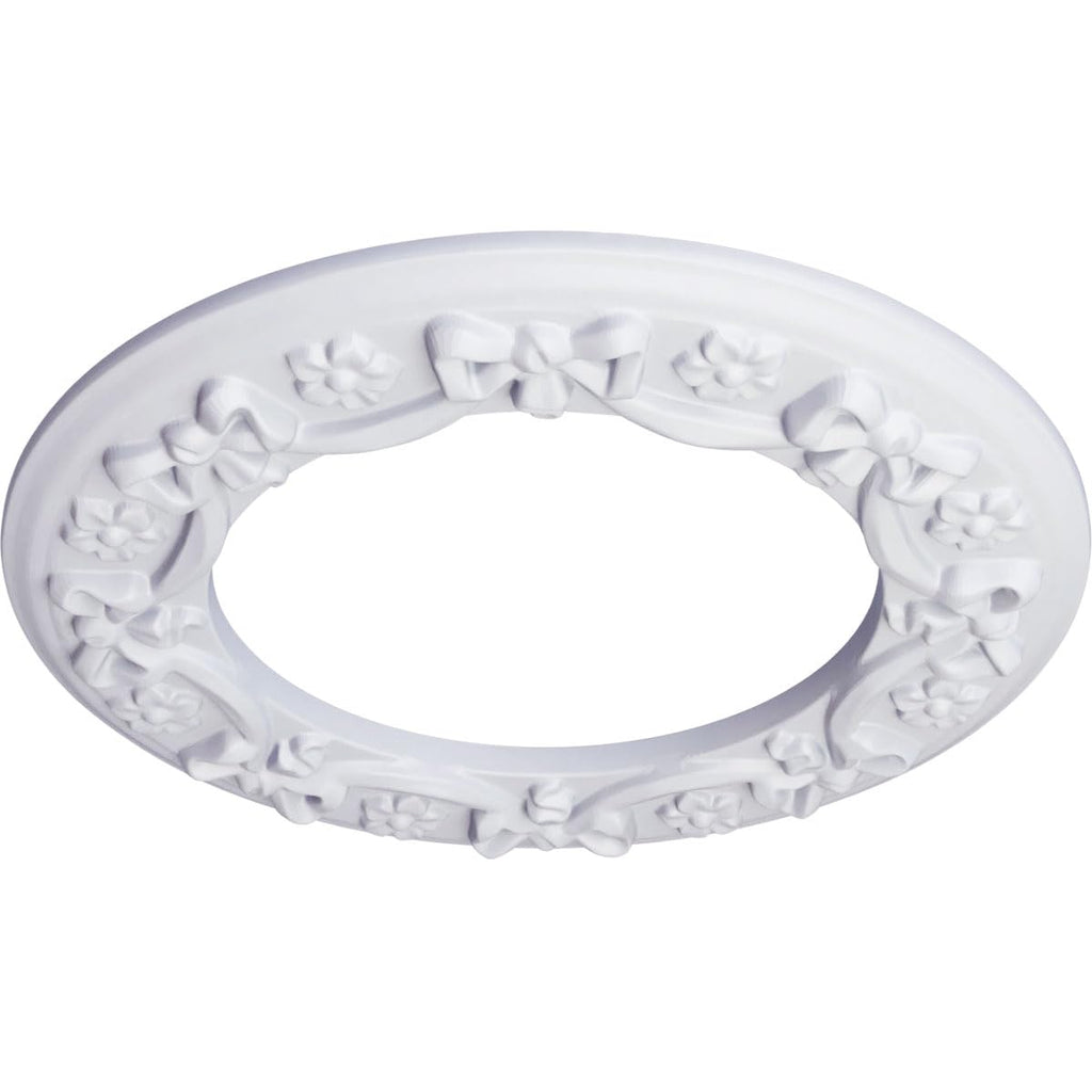 Ekena Millwork CM12RI Ribbon with Bow Ceiling Medallion, 12 1/4"OD x 7 1/2"ID x 7/8"P, Primed