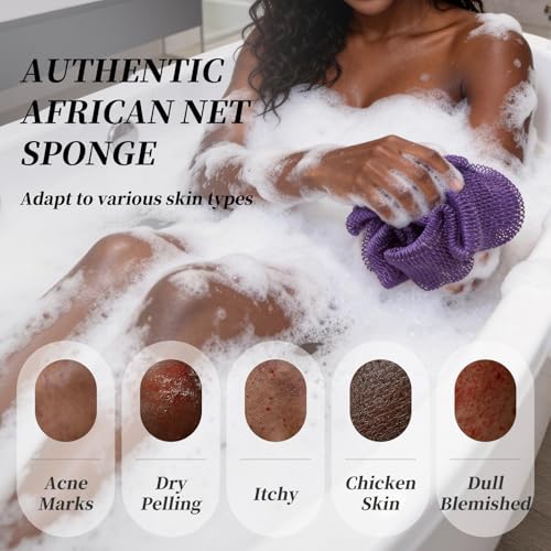 African Net Sponge 2-Pack - Exfoliating Body Scrubber & Back Bath Sponge
