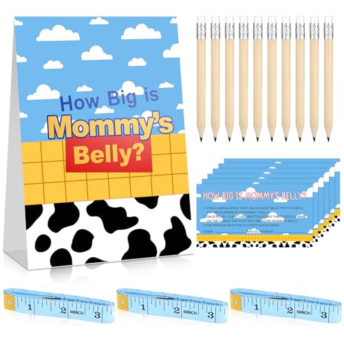 64 Pcs Cartoon Sky Baby Shower Games Kit - How Big is Mommy's Belly