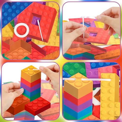 Building Block Happy Birthday Banner Colorful Brick Party Decorations