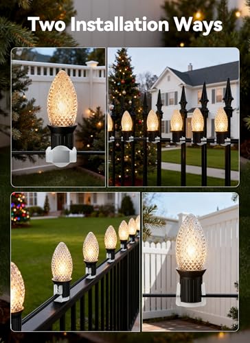 White Magnetic Christmas Light Clips - 50 Pack for C7 C9 String Lights