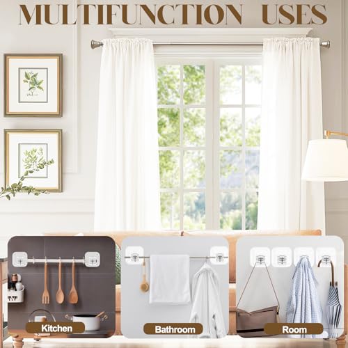 No-Drill Curtain Rod Brackets - 4PCS Self-Adhesive Heavy Duty Holders
