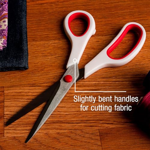 SINGER 8.5-Inch Fabric Scissors with Comfort Grip - Red & White